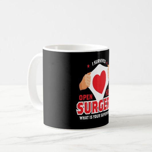 Ik heb het hart van de open hartchirurgie overleef koffiemok (Voorkant links)