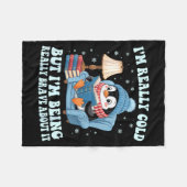 Ik heb het koud maar ik ben er dapper over pinguïn fleece deken (Voorkant (Horizontaal))