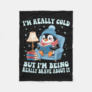 Ik heb het koud maar ik ben er dapper over pinguïn fleece deken