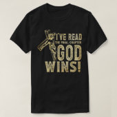 Ik heb het laatste hoofdstuk gelezen: God wint Chr T-shirt (Design voorkant)