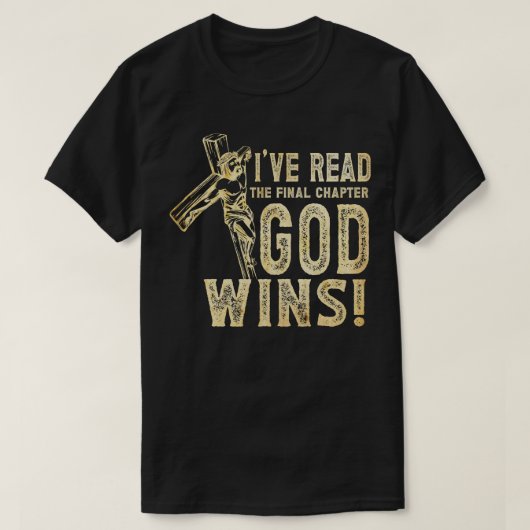 Ik heb het laatste hoofdstuk gelezen: God wint Chr T-shirt (Design voorkant)