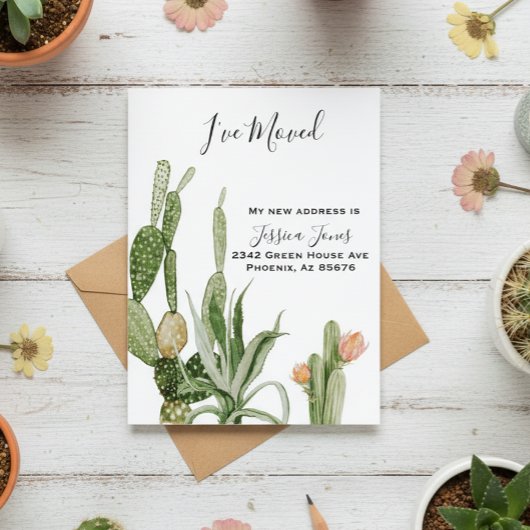Ik heb het nieuwe adres aankondiging Cactus Plant  Briefkaart