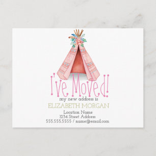 Ik heb het Nieuwe Adres van de Teepee van de Triba Aankondigingskaart