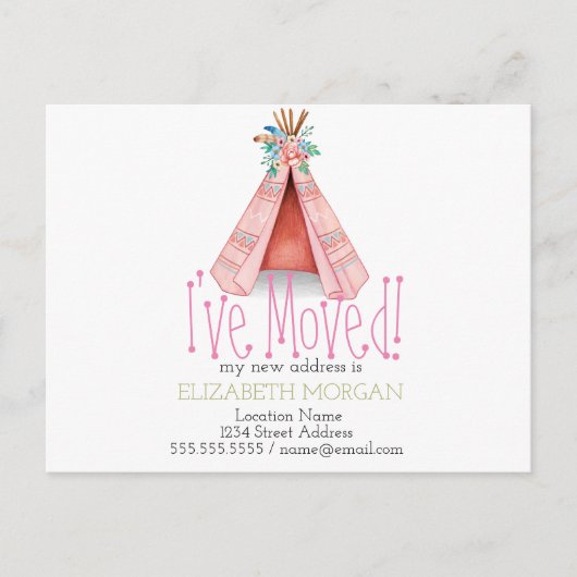 Ik heb het Nieuwe Adres van de Teepee van de Triba Aankondigingskaart (Voorkant)