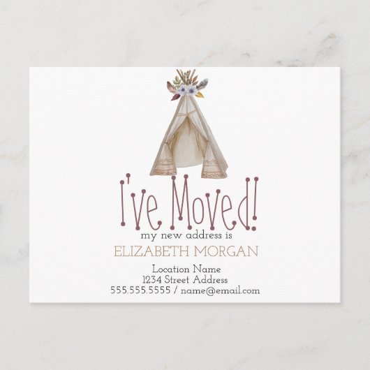 Ik heb het Nieuwe Adres van de Tent van de Telefoo Aankondigingskaart (Voorkant)