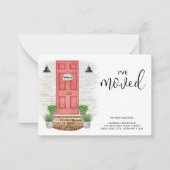 Ik heb het nieuwe adres Waterverf Rode voordeur ve Notitiekaartje (Voorkant)