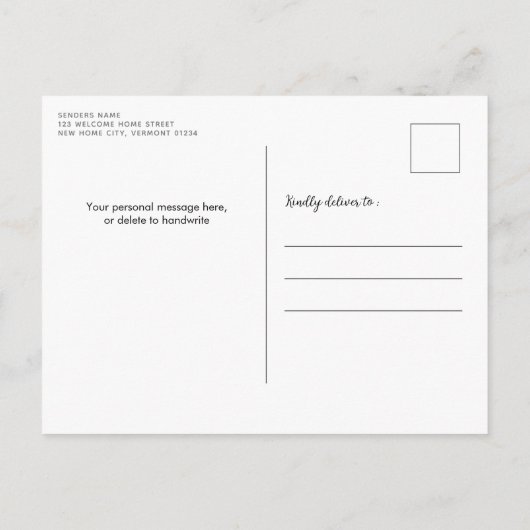 Ik heb het nieuwe adres Waterverf voordeur rood ve Aankondigingskaart (Achterkant)