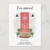 Ik heb het nieuwe adres Waterverf voordeur rood ve Aankondigingskaart (Voorkant)