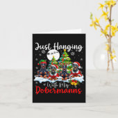 Ik heb het over mijn Dobermanns Xmas Three Santa D Kaart (Gele Bloem)