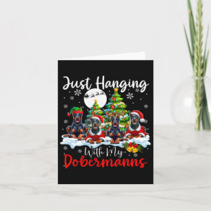 Ik heb het over mijn Dobermanns Xmas Three Santa D Kaart