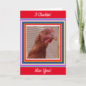 Ik heb het over Miss You Funny Chicken Pun Kaart (Voorkant)