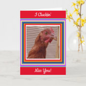 Ik heb het over Miss You Funny Chicken Pun Kaart (Gele Bloem)