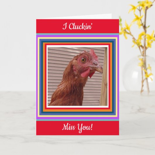 Ik heb het over Miss You Funny Chicken Pun Kaart (Gele Bloem)