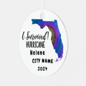 Ik heb het overleefd! Hurricane Helene Florida & n Metalen Ornament (Voorkant links)