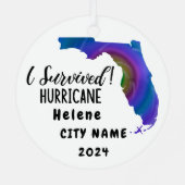 Ik heb het overleefd! Hurricane Helene Florida & n Metalen Ornament (Achterkant)