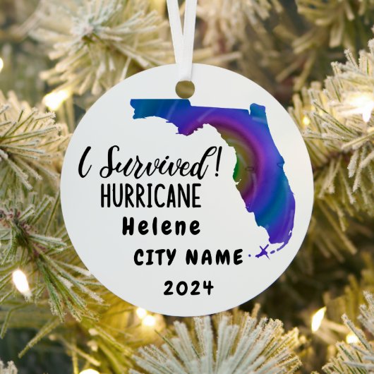 Ik heb het overleefd! Hurricane Helene Florida & n Metalen Ornament (Insitu)