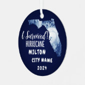 Ik heb het overleefd! Hurricane Milton Florida & n Metalen Ornament (Voorkant links)