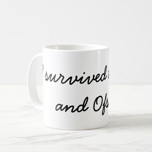 Ik heb het overleefd. koffiemok (Voorkant links)