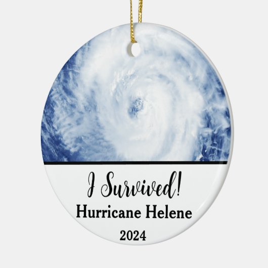 Ik heb het overleefd! Orkaan Helene 2024 Keramisch Ornament (Links)