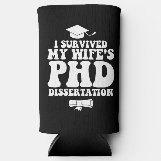 Ik heb het proefschrift van mijn vrouw overleefd seltzer blikjeskoeler (Voorkant)