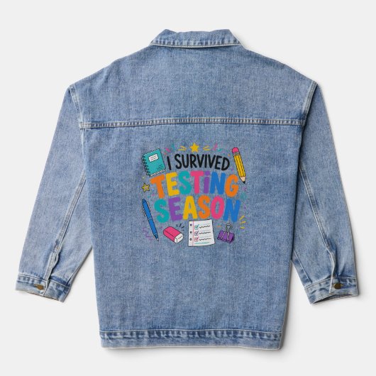 Ik heb het testseizoen overleefd School humor Denim Jacket (Achterkant)
