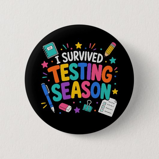 Ik heb het testseizoen overleefd School humor Ronde Button 5,7 Cm (Voorkant)