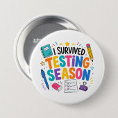 Ik heb het testseizoen overleefd School humor Ronde Button 7,6 Cm (Voorkant /achterkant)