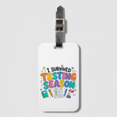 Ik heb het testseizoen overleefd Schoolhumor Bagagelabel (Voorkant (verticaal))