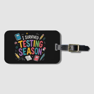 Ik heb het testseizoen overleefd Schoolhumor Bagagelabel