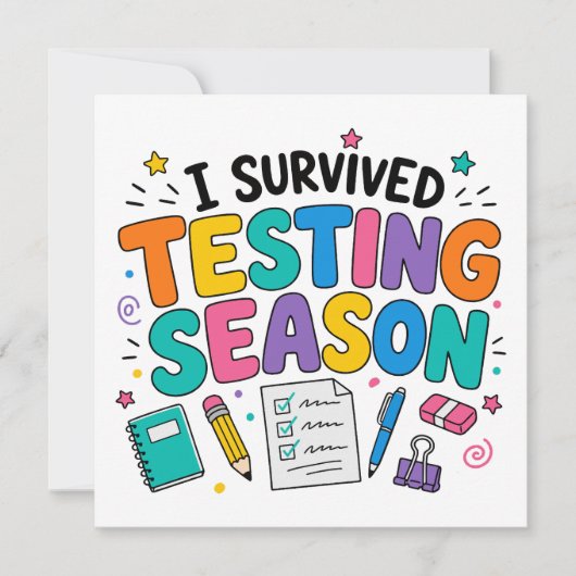 Ik heb het testseizoen overleefd Schoolhumor Kaart (Voorkant)