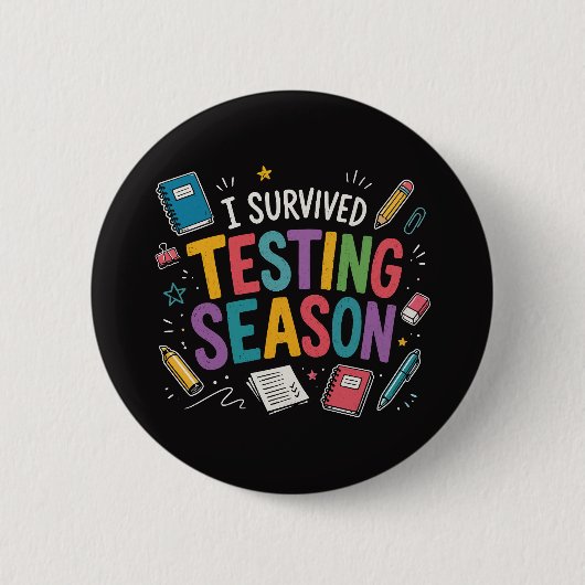 Ik heb het testseizoen overleefd Schoolhumor Ronde Button 5,7 Cm (Voorkant)