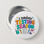 Ik heb het testseizoen overleefd Schoolhumor Ronde Button 7,6 Cm (Voorkant /achterkant)