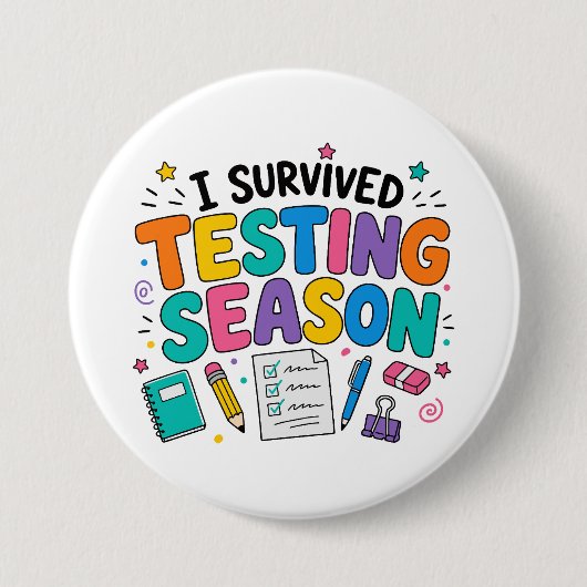 Ik heb het testseizoen overleefd Schoolhumor Ronde Button 7,6 Cm (Voorkant)