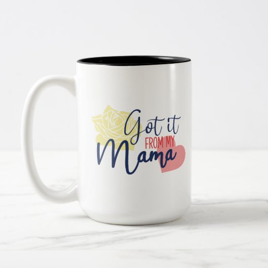 Ik heb het van mijn moeder tweekleurige koffiemok (Links)