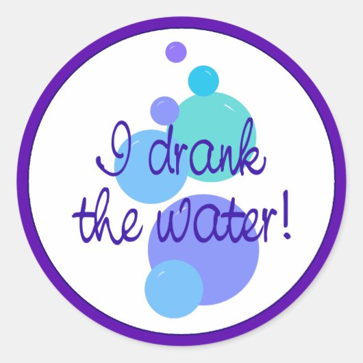 Ik heb het water Drink Ronde Sticker (Voorkant)