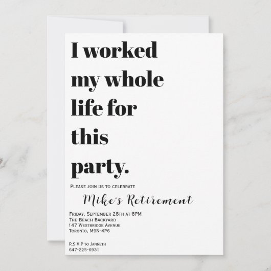 Ik heb hier mijn hele leven voor gewerkt? kaart (Voorkant)