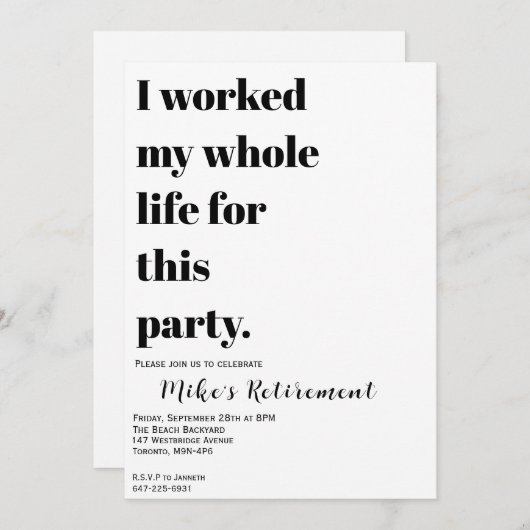 Ik heb hier mijn hele leven voor gewerkt? kaart (Voorkant / Achterkant)