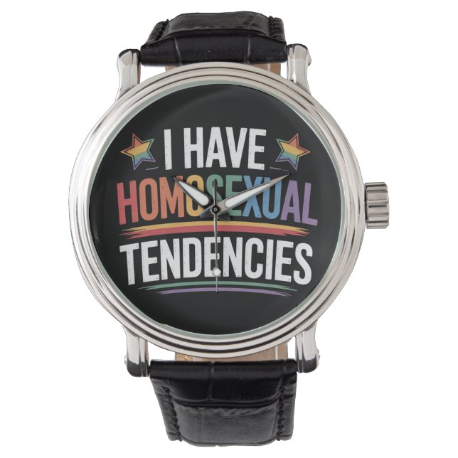 Ik heb homoseksuele neigingen LGBTQ Pride Rainbow Horloge (Voorkant)