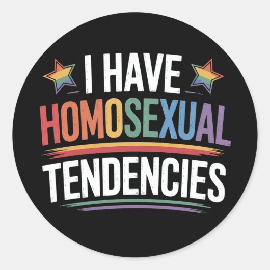 Ik heb homoseksuele neigingen LGBTQ Pride Rainbow Ronde Sticker (Voorkant)
