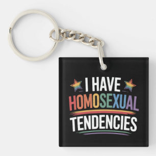 Ik Heb Homoseksuele Neigingen LGBTQ Pride Regenboo Sleutelhanger