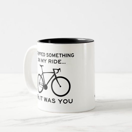 Ik heb iets op m'n ride laten vallen. tweekleurige koffiemok (Voorkant links)