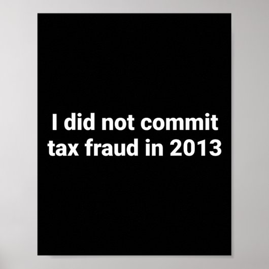 Ik heb in 2013 geen belastingfraude gepleegd grapp poster (Voorkant)