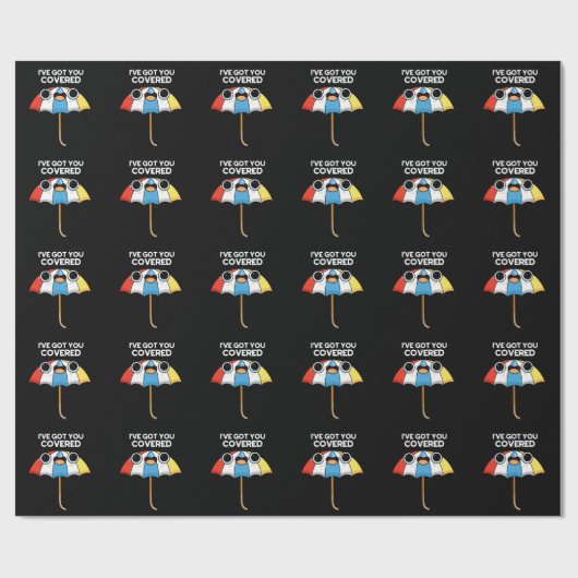 Ik heb je bedekt met Funny Umbrella Pun Dark BG Cadeaupapier (Vlak)