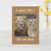 **IK HEB JE BIJ ME** LIEFDEVOLLE LEEUWEN KAART (Gele Bloem)