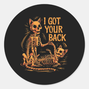 Ik heb je CK grappige Halloween kat skelet schedel Ronde Sticker