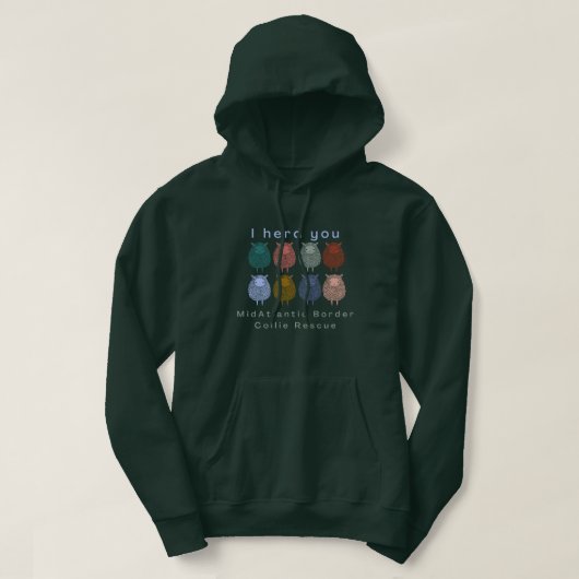 Ik heb je gehoord - Forest green hoodie (Design voorkant)