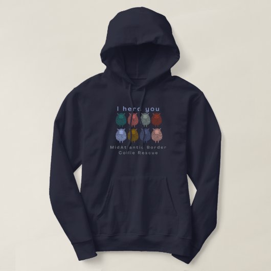 Ik heb je gehoord - Navy Hoodie (Design voorkant)