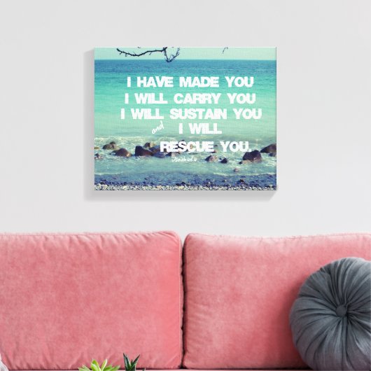 Ik heb je gemaakt, ik zal je bijbelversie dragen canvas afdruk (Insitu (Woonkamer))