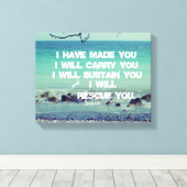 Ik heb je gemaakt, ik zal je bijbelversie dragen canvas afdruk (Insitu (Houten vloer))