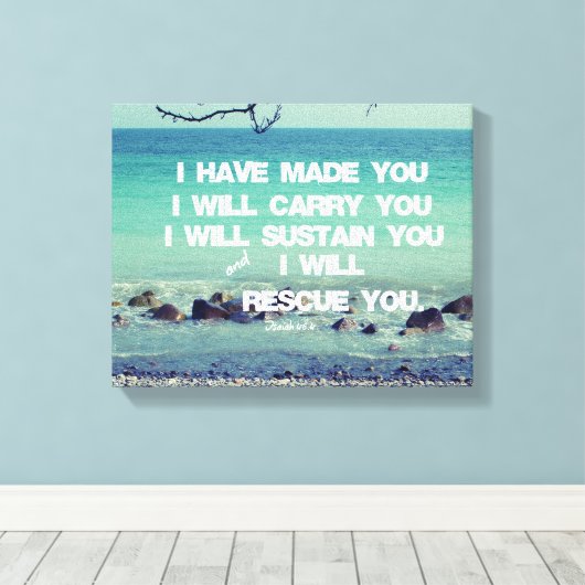 Ik heb je gemaakt, ik zal je bijbelversie dragen canvas afdruk (Insitu (Houten vloer))